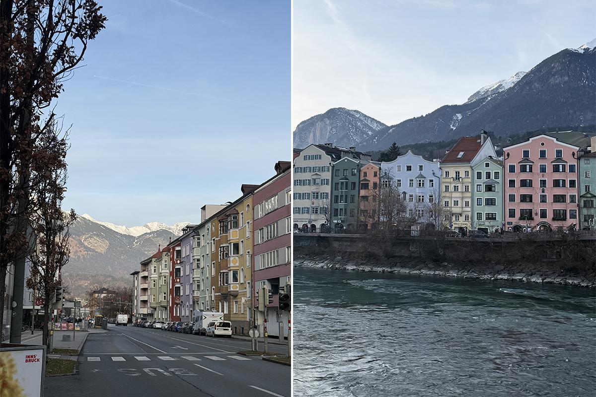 Горы на фоне города