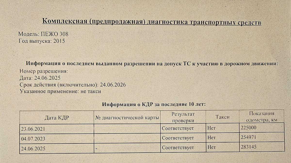 Заключение техосмотра