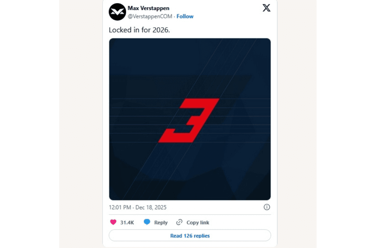 Скриншот публикации Макса Ферстаппена в Сети