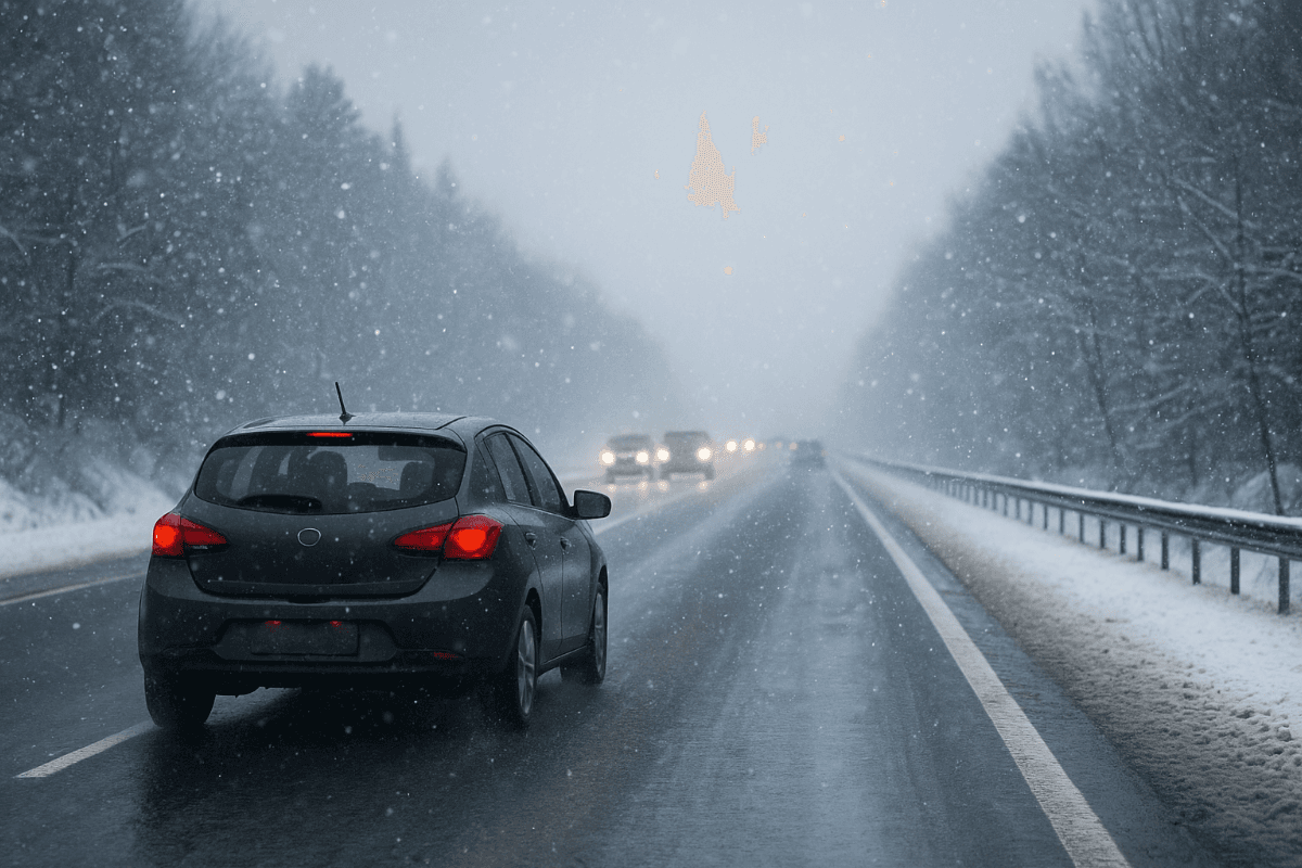 Авто на зимней трассе