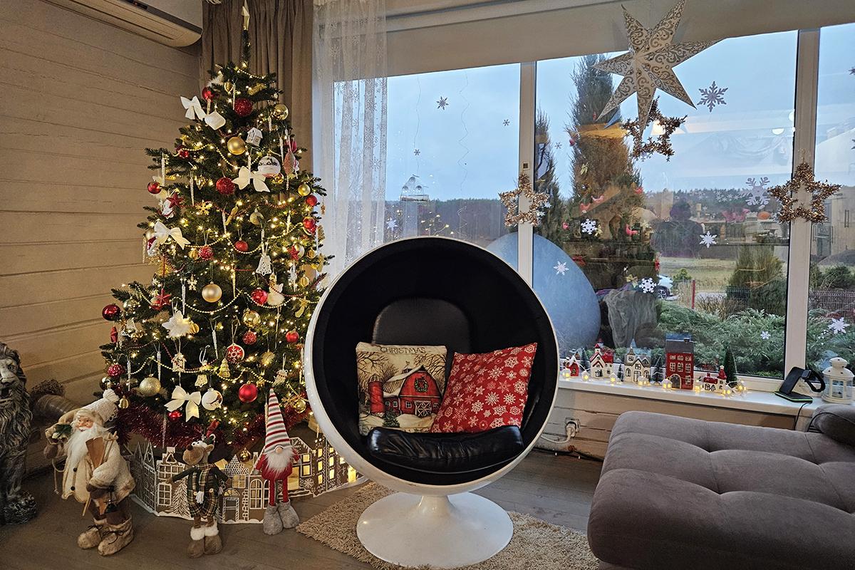 дом, украшенный к Рождеству